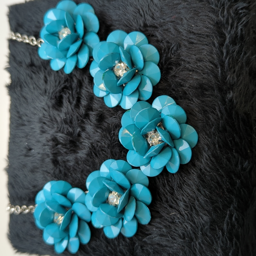 Crystal Flower Necklace 16" with 3" extender